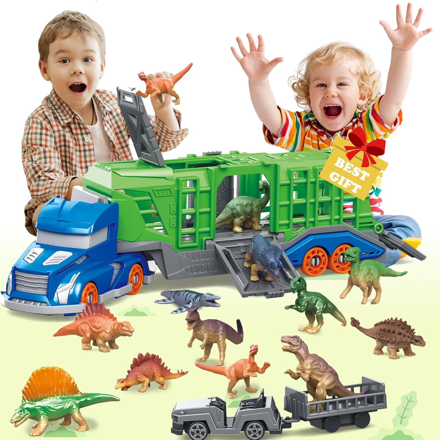 Dinosaur Figurine Set - Dinosaur Animal Transport Vehicle Toy Set