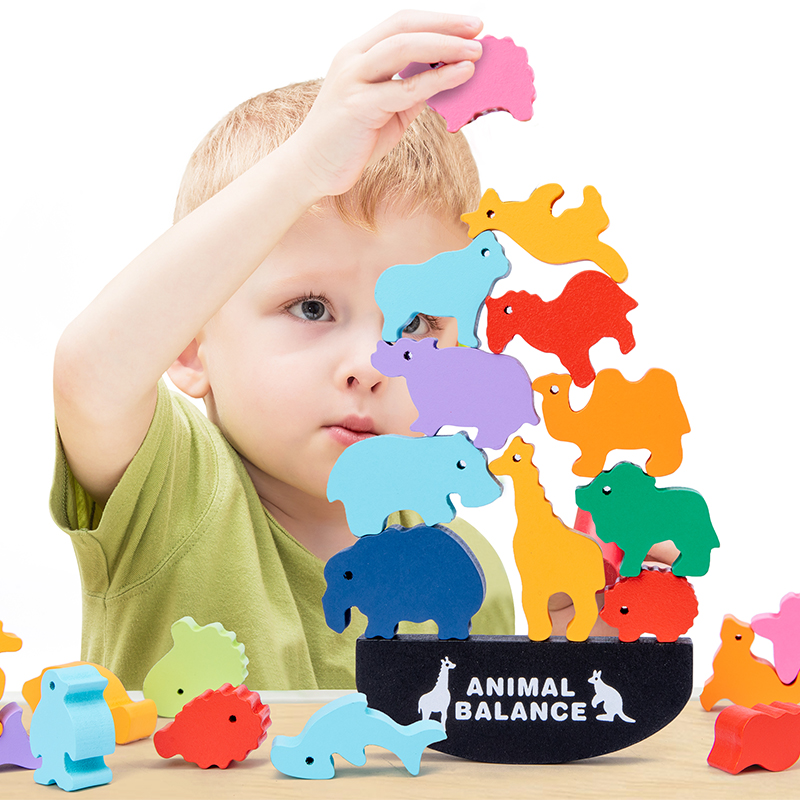 Kids Toys Supplier - Montessori Children Wooden Animal Balance Blocks