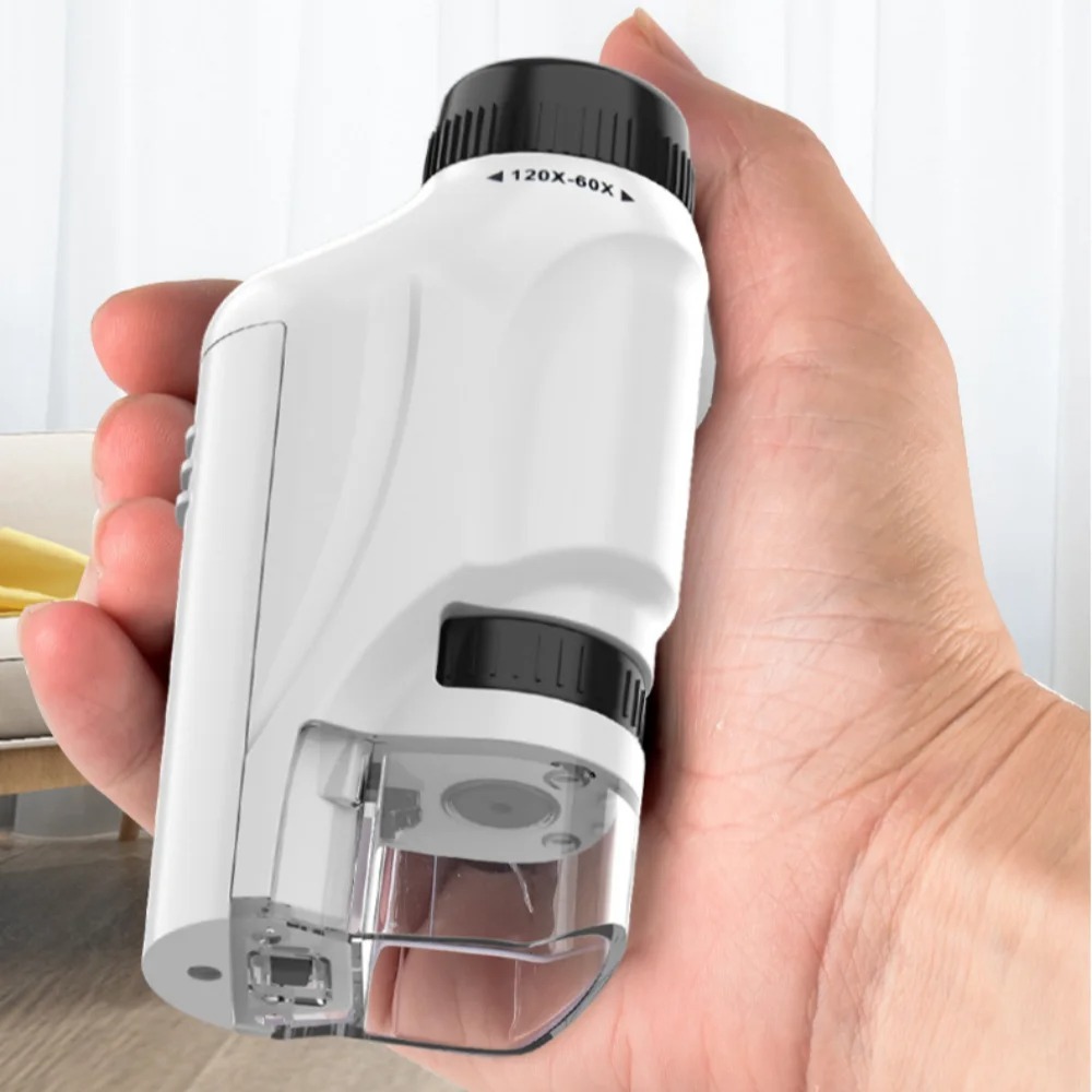 Portable Mini 60x-120x LED Lig - Microscope Kids Science 评论和价格
