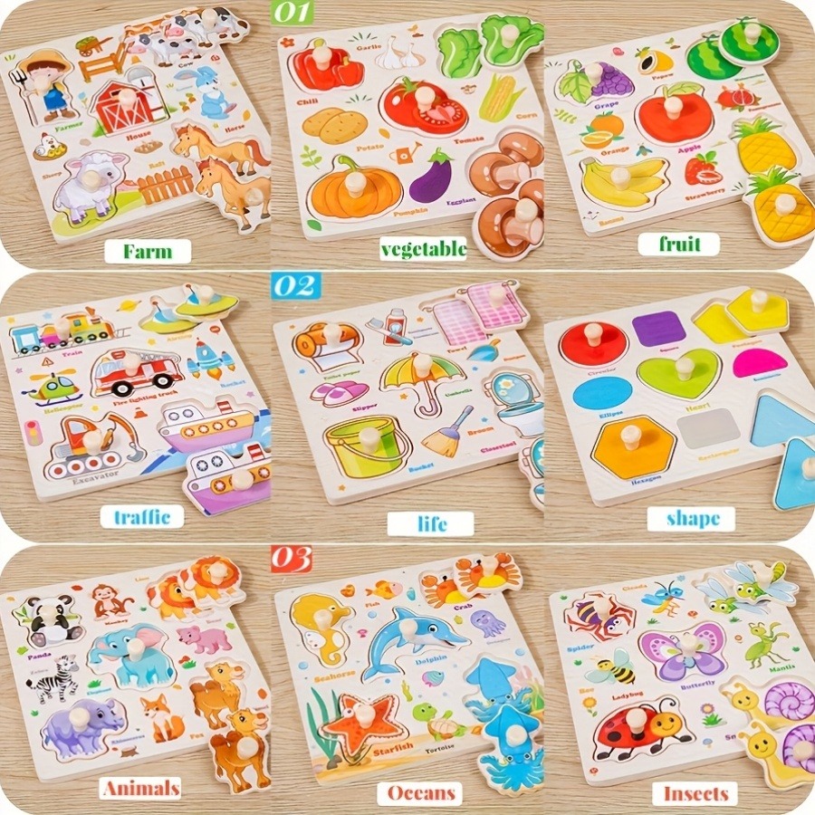 3Pcs Wooden Peg Puzzles for To - Kids Toys Supplier 评论和价格