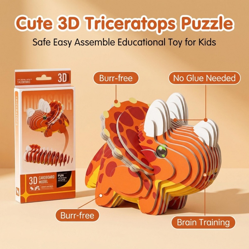 4PCS 3D Dinosaur Puzzle Set -  - Dinosaur Figurine Set 评论和价格
